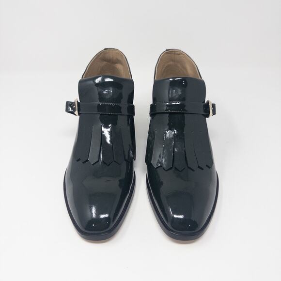 Valentino Garavini Patent Leather Fringe Green Loafer Boots Rock Stud 37 EU 7 US - Picture 4 of 6